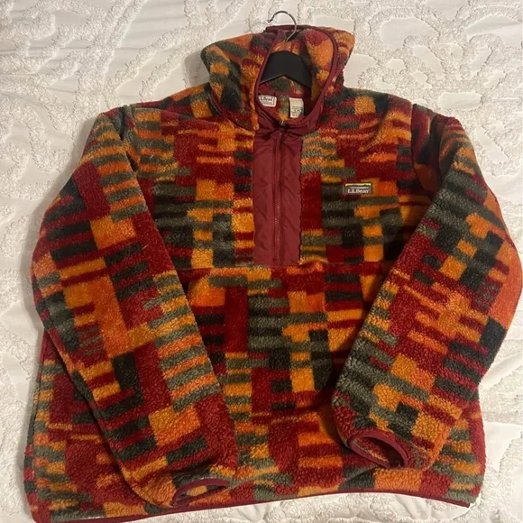Men's L.L.Bean Hi-Pile Fleece Hoodie, Print XL - Picture 4 of 9